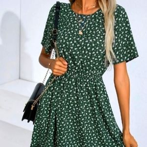 Green floral midi dress